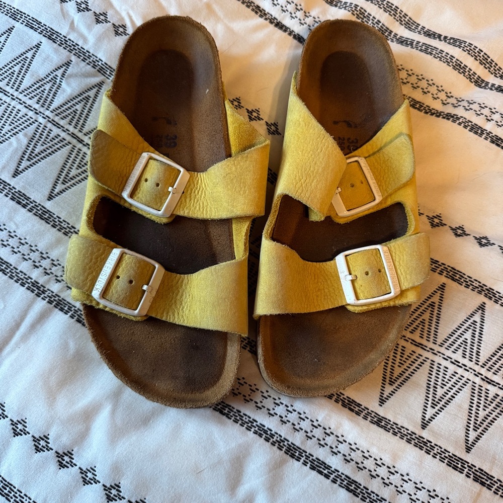 Birkenstock Yellow Suede Sandals